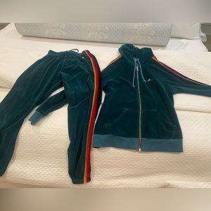 AVIATOR NATION VELOUR hunter green sweatsuit (together)USED size XS